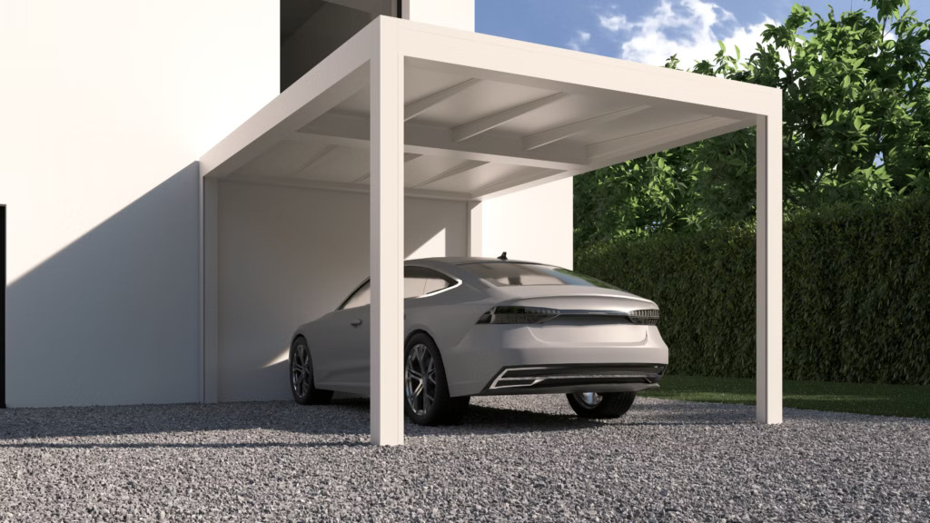 Voiture de luxe sous carport
