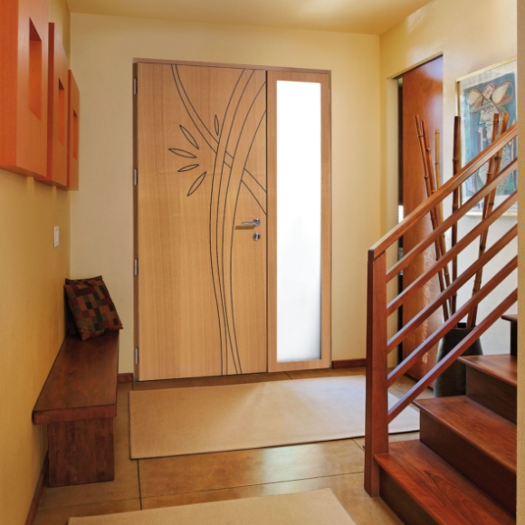 Porte d'entrée mixte Linconyl aspect bois